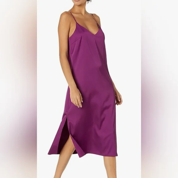 Women's Silky V-Neck Midi Slip Dress Nwot | Color: Purple | Size: Xs | Deszcleaners's Closet